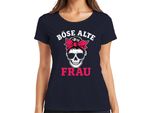 Maglietta Wicked Old Woman Skull Bandana Sunglasses Granny Biker Rocker Ladies, Navy, S