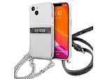 Guess Guhcp13Skc4Gbsi Iphone 13 Mini5,4 Custodia Rigida Trasparente 4G Grigio Cinturino Catena Argento