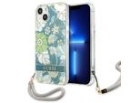 Guess Guhcp13Shflsn Iphone 13 Mini 5,4Zielony/Verde Custodia Rigida Con Cinturino A Fiori