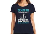 Maglietta Da Donna Gendern Ist Wenn Der Sachse Umkippt Segelboot Sachsen Spruch, Navy, Xxl