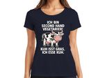 La Mucca Vegetariana Di Seconda Mano Mangia L'erba, Io Mangio La Fattoria Della Mucca Maglietta Divertente Da Donna, Navy, Xxl
