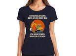 Sorry Too Late Excavator Seen Construction Machine Construction Site Humour Ladies T-Shirt, Navy, S