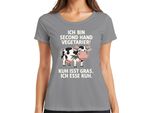 La Mucca Vegetariana Di Seconda Mano Mangia L'erba, Io Mangio La Mucca Della Fattoria Maglietta Divertente Da Donna, Grigio, L