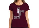 Maglietta Da Donna 60Th Birthday Sixty So Happy I'm Sixty - Idea Regalo Divertente, Borgogna, M