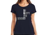 70Th Birthday Present Seventy So Happy I'm Seventy Ladies T-Shirt, Navy, S