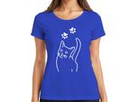 Maglietta Da Donna Minimalista Con Stampa Di Zampe Di Gatto, Blu, Xxl