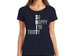 Maglietta Da Donna Thirty Birthday Saying So Happy Im Thirty Funny Gift, Navy, S