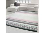 Tappeto Orientale Da Salotto A Quadri In Grigio Crema Viola Dimensioni - 120 X 170 Cm