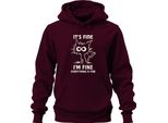 Va Bene, Sto Bene, Tutto Va Bene, Lustige Katze Sarkastisch Unisex Hoodie Kapuzenpullover, Borgogna, 3XL