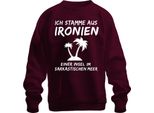 I'm From Ironies Of An Island Sarcastic Humour Palms Felpa Pullover Unisex, Borgogna, Xxl