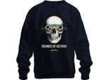 Sounds Of Detroit Audio Totenkopf KopfhöRer Techno Dj Retro Club Unisex Felpa Pullover, Navy, S