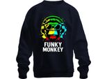 Funky Monkey Headphones Sunglasses Music Dj Retro Colourful Streetwear Unisex Felpa Pullover, Navy, S