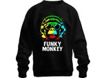Funky Monkey Headphones Sunglasses Music Dj Retro Colourful Streetwear Unisex Felpa Pullover, Nero, S