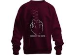 Dots Connect Puzzle Fist Sketch Retro Gift Nerd Unisex Felpa Pullover, Borgogna, L