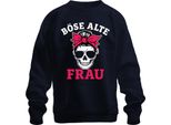Wicked Old Woman Skull Bandana Sunglasses Granny Biker Rocker Unisex Felpa Pullover, Navy, S