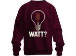 Watt? Lampadina Elettricista Regalo Divertente Elettricità Umorismo Retrò Felpa Unisex Pullover, Borgogna, Xl