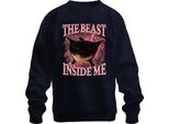 La Bestia Che è In Me è Inarrestabile Gatto Nero Fulmine Rosa Felpa Unisex, Navy, S