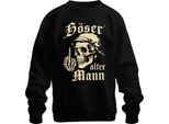 Skull Skeleton Hand Middle Finger Biker Rocker Bad Old Man Felpa Unisex Pullover, Nero, M