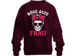 Wicked Old Woman Skull Bandana Sunglasses Granny Biker Rocker Unisex Felpa Pullover, Borgogna, M