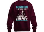 Gendern Ist Wenn Der Sachse Umkippt Segelboot Sachsen Spruch Unisex Felpa Pullover, Borgogna, Xxl