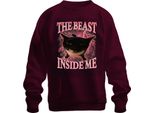 La Bestia Che è In Me è Inarrestabile Gatto Nero Fulmine Rosa Felpa Unisex, Borgogna, M