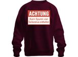 Attenzione Tracce Di Sarcasmo Contenute Divertente Umorismo Sarcastico Pullover Felpa Unisex, Borgogna, 3XL