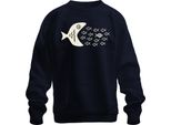Il Pesce Grande Mangia Il Pesce Piccolo School Of Fish Mare Oceano Marittimo Unisex Felpa Pullover, Navy, S