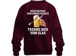 Trenne Bier Vom Glas Mein Beitrag Umweltschutz Bierkrug Bierfan Unisex Felpa Pullover, Borgogna, 3XL