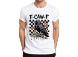 F-Caw-F Maglietta Da Uomo Raven Daisy Gothic Vintage Black Crow Funny, Bianco, L