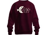 Big Fish Eats Small Fish School Of Fish Sea Ocean Maritime Unisex Felpa Pullover, Borgogna, L