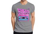 T-Shirt Da Uomo Back To The Eighties 80S Retro Cassette Neon Vintage Synthwave, Grigio, L