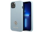 Guess Guhcp13Sps4Mb Custodia Rigida Per Iphone 13 Mini 5.4 Blu/Blu Saffiano 4G Logo Metallo Piccolo