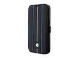 Etui Bmw Bmbkp14L22Rvsk Iphone 14 Pro 6,1 Czarny/Nero Libreria In Pelle Timbro Linee Blu