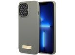 Guess Guhmp13Lsplg Iphone 13 Pro / 13 6.1 Grigio/Grigio Custodia Rigida In Silicone Logo Plate Magsafe