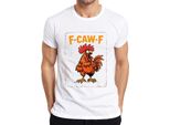 F-CAW-F Divertente Maglietta Da Uomo Con Gallo Della Fattoria, Vintage Retro Meme, Bianca, S
