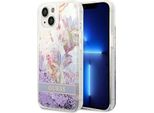 Guess Guhcp14Mlflsu Custodia Rigida Per Iphone 14 Plus / 15 Plus 6.7 Purple/Purple Flower Liquid Glitter