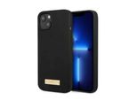 Guess Guhmp13Ssplk Iphone 13 Mini 5.4 Nero/Nero Custodia Rigida In Silicone Logo Plate Magsafe