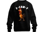 F-CAW-F Divertente Pollo Cartone Animato Gallo Fattoria Regalo Umorismo Scherzo Unisex Felpa Pullover, Nero, Xxl