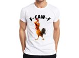 F-CAW-F Divertente Pollo Cartone Animato Gallo Fattoria Regalo Umorismo Scherzo Uomini T-Shirt, Bianco, 3XL