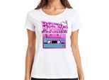Back To The Eighties 80S Retro Cassette Neon Vintage Synthwave Ladies T-Shirt, Bianco, S