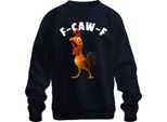 F-CAW-F Divertente Pollo Cartone Animato Gallo Fattoria Regalo Umorismo Scherzo Unisex Felpa Pullover, Navy, 3XL