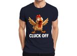 Cluck Off Divertente Pollo Arrabbiato Fattoria Regalo Umorismo Sfacciato T-Shirt Da Uomo, Navy, S