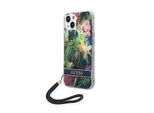 Guess Guohcp14Mhflsb Custodia Rigida Per Iphone 14 Plus / 15 Plus 6.7 Blu/Blu Con Cinturino A Fiori