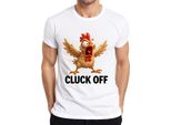 Cluck Off Divertente Pollo Arrabbiato Fattoria Regalo Umorismo Sfacciato T-Shirt Da Uomo, Bianco, S