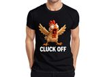 Cluck Off Divertente Pollo Arrabbiato Fattoria Regalo Umorismo Sfacciato T-Shirt Da Uomo, Nero, S