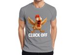 Cluck Off Divertente Pollo Arrabbiato Fattoria Regalo Umorismo Sfacciato T-Shirt Da Uomo, Grigio, S