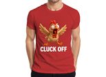 Cluck Off Divertente Pollo Arrabbiato Fattoria Regalo Umorismo Sfacciato T-Shirt Da Uomo, Rosso, S
