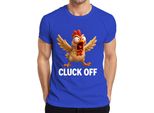Cluck Off Divertente Pollo Arrabbiato Fattoria Regalo Umorismo Sfacciato T-Shirt Da Uomo, Blu, S