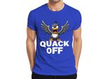 Quack Off Anatra Impertinente Divertente Anatra Arrabbiata Regalo Sarcastico T-Shirt Da Uomo, Blu, M