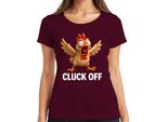 Cluck Off Divertente Pollo Arrabbiato Fattoria Regalo Umorismo Sfacciato Signore T-Shirt, Borgogna, S